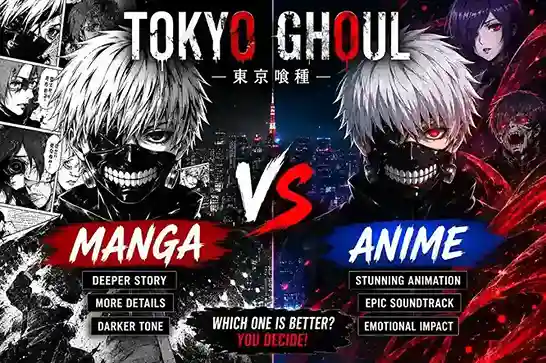 Tokyo Ghoul Manga vs Anime comparison featuring Ken Kaneki