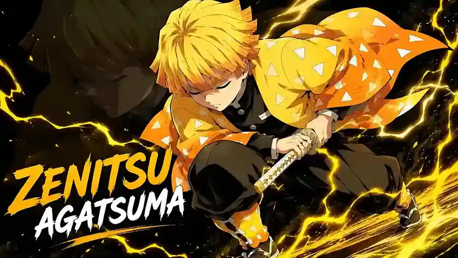 Zenitsu Agatsuma using Thunder Breathing in Demon Slayer